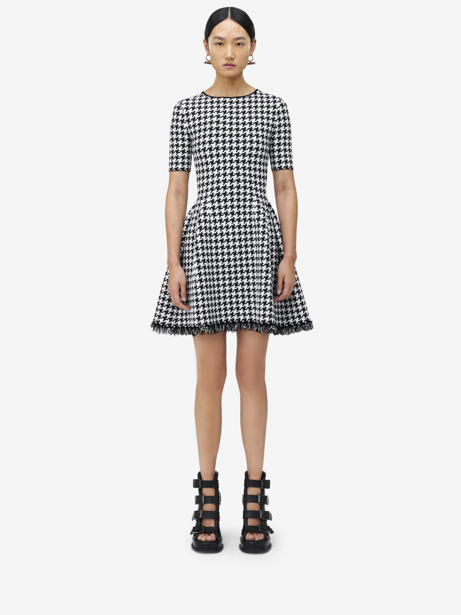 ALEXANDER MCQUEEN - Houndstooth Mini Dress - Item 829320Q1BDB1080